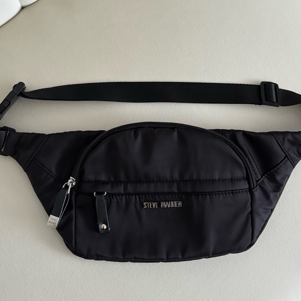Steve Madden Black Belt Bag with Adjustable Strap
